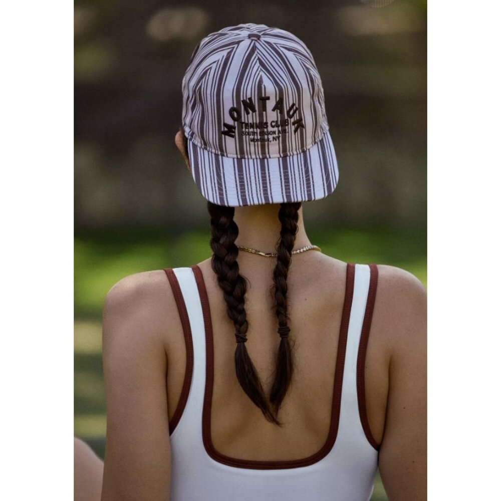 Coney Island Anthropologie Picnic Montauk Stripe Baseball Cap Hat